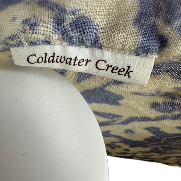 Coldwater Creek Linen Tunic Top Womens Large Petite Paisley Button Pintuck Pleat - Picture 9 of 12